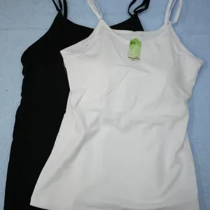 3617 basic solid long adjustable spaghetti strap tank top camisole white black 30