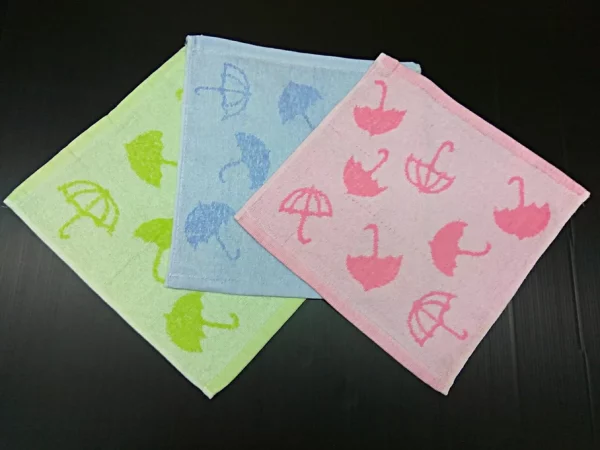 R042-0 Umbrella Pattern Jacquard Face Towel 12x12-4